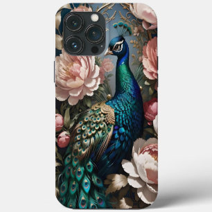 Elegant Peacock Pink Peonies  iPhone 13 Pro Max Case