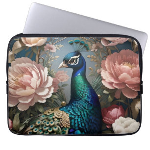 Elegant Peacock Pink Peonies  Laptop Sleeve