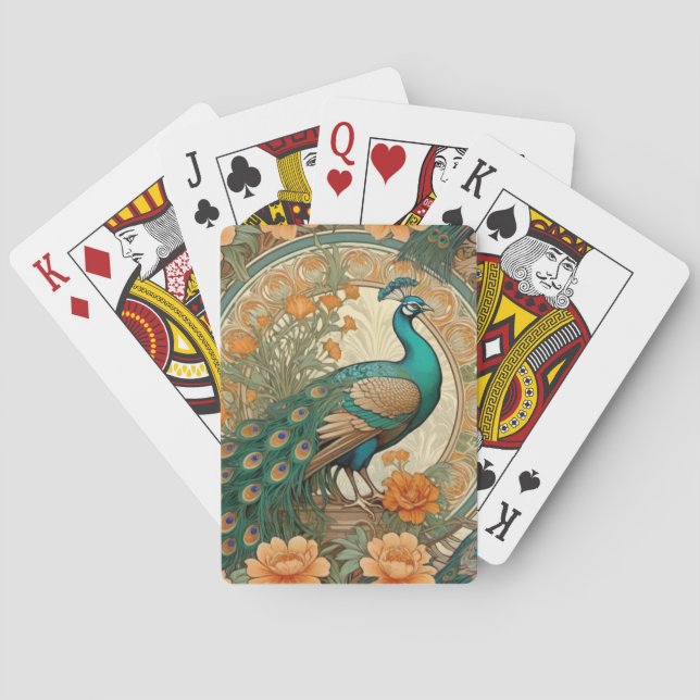 Elegant Peacock Playing Cards (Back)