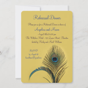 Elegant Peacock Rehearsal Dinner (yellow) Invitation