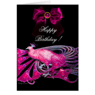 ÉLÉGANT PEACOCK ROSE, BOW, GEM STONE, Joyeux anniv