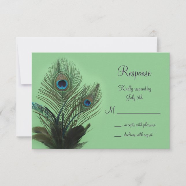 Elegant Peacock RSVP (green) (Front)