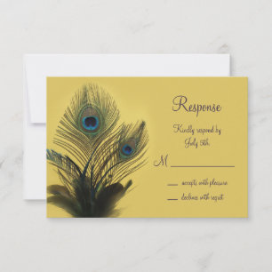 Elegant Peacock RSVP (yellow) Card