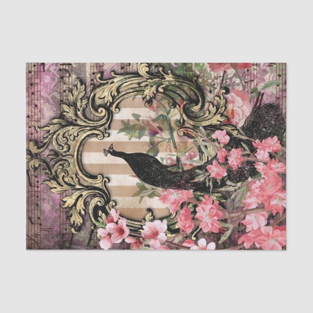 Elegant Peacock Tissue Paper (Front)