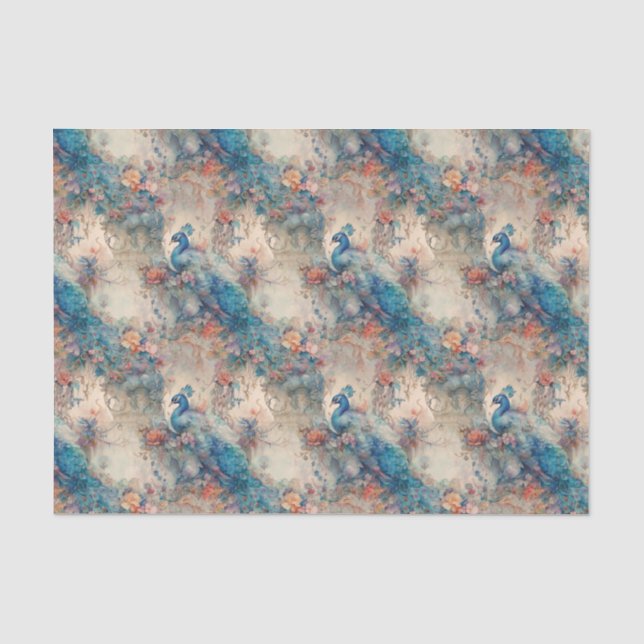 Elegant Peacock Tissue Paper (Front)