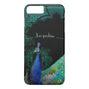 Elegant Peacock w Scrolls Personalized Designer iPhone 8 Plus/7 Plus Case