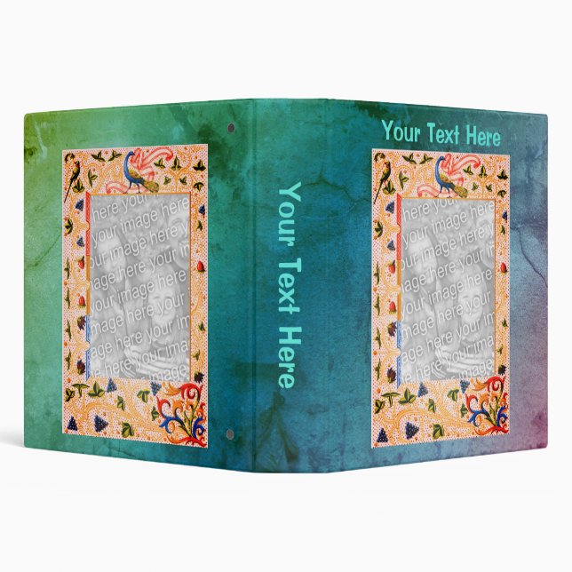 Elegant Peacocks Frame Your Photo Personalized Binder (Background)