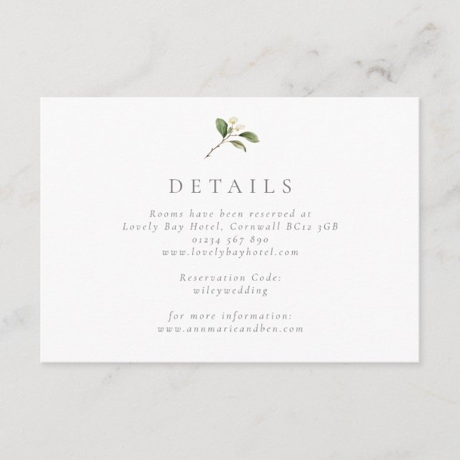 Elegant Pear Blossom Wedding Enclosure Card (Front)