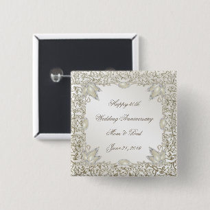 Elegant Pearl 30th Wedding Anniversary 2 Inch Square Button