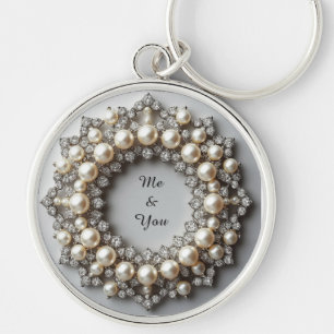 Elegant Pearl and Diamond Jewellery Piece Keychain