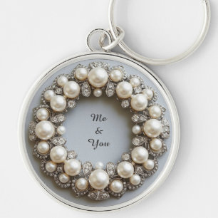 Elegant Pearl and Diamond Jewellery Piece Keychain
