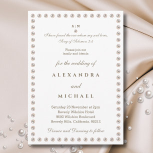 Elegant Pearl Bible Verse Christian Wedding Invitation