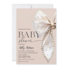 Elegant Pearl Bow Beige Neutral Baby Shower