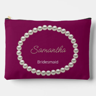 Elegant Pearl Bridal Shower Dark fuchsia Accessory Pouch