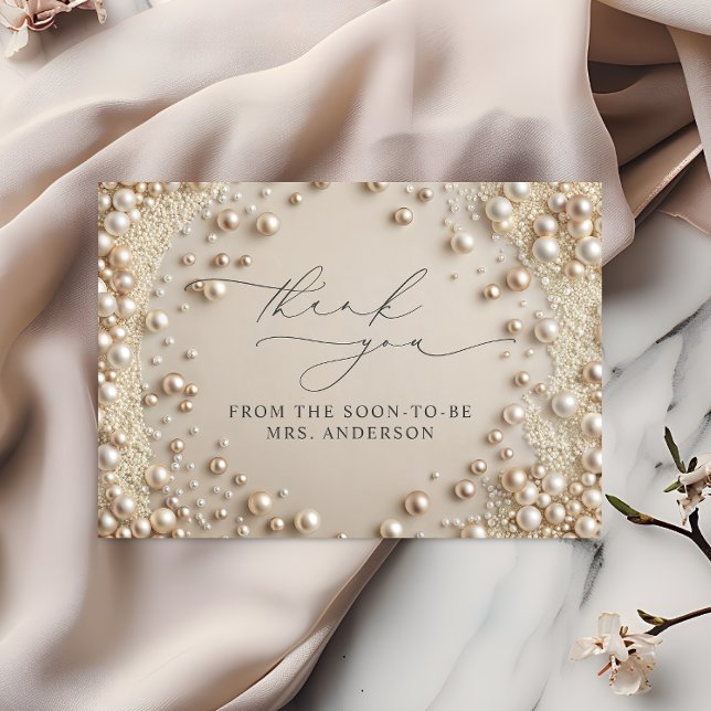 Elegant Pearl Bridal Shower Thank You Card (Creator Uploaded)