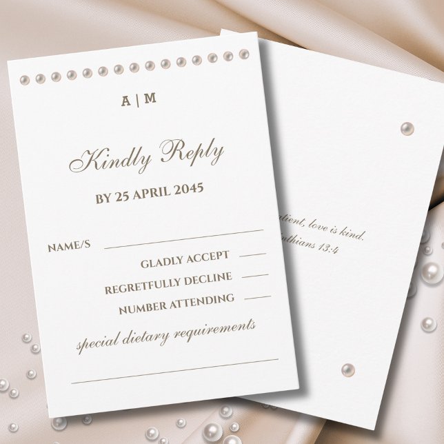 Elegant Pearl Christian Wedding RSVP Card  (Creator Uploaded)