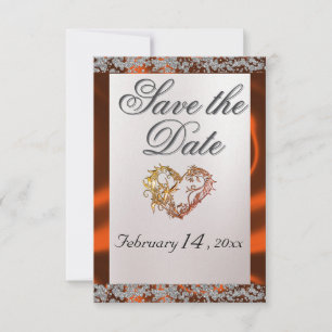 Elegant Pearl, Copper Ribbon & Sparkle Save The Date