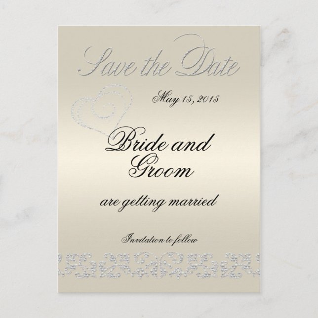 Elegant Pearl Flourish Save The Date Announcement Postcard (Front)