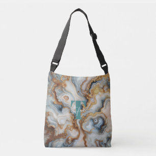 Elegant Pearl Golden Agate Custom Monogram Crossbody Bag