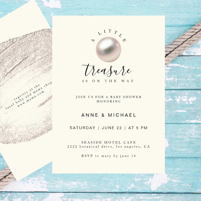 Elegant Pearl Little Treasure Chic Baby Shower Invitation (Creator Uploaded)