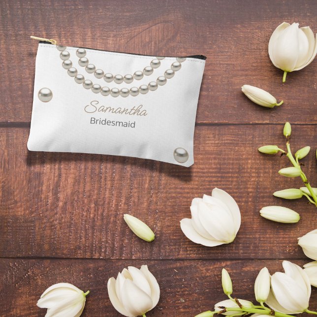 Elegant Pearl Necklace Bridal Shower  Accessory Pouch (Creator Uploaded)