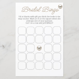 Elegant Pearl necklace Bridal Shower Bingo Game