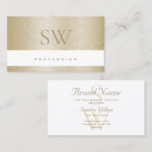 Elegant Pearl Pastel Beige Pattern with Monogram Business Card