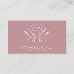 Elegant Pearl Rose Gold Glitter Lotus Flower Business Card