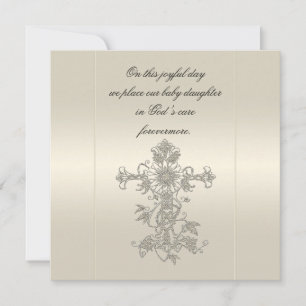 Elegant Pearl Satin Cross Baptism Invitations