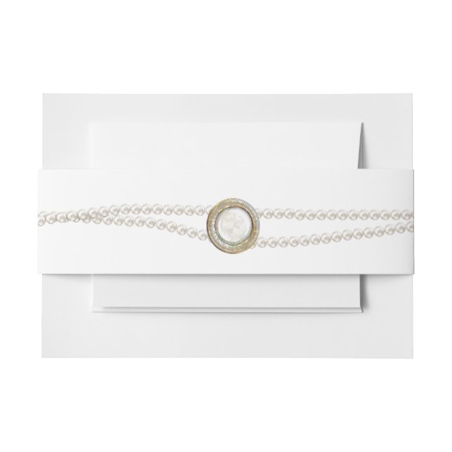 Elegant Pearl Wedding Invitation Belly Band (Front Example)