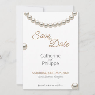 Elegant Pearl Wedding Save the Date Invitation