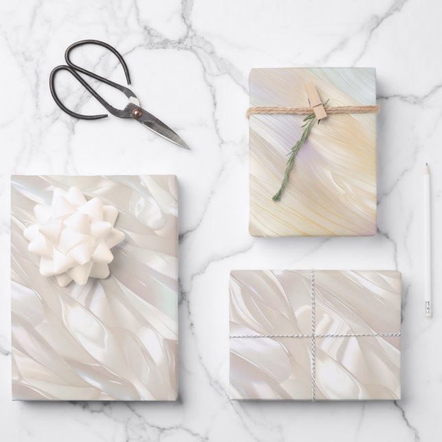 Elegant Pearl White Shell Abstract Wrapping Paper Sheet (Front)