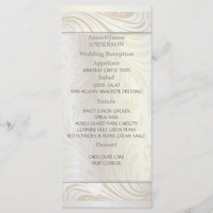 Elegant Pearl White  Wedding Reception Dinner Menu