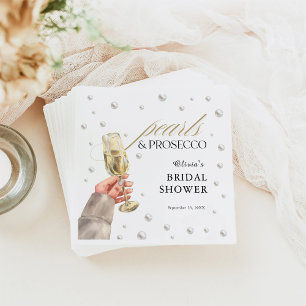 Elegant Pearls and Prosecco Bridal Shower Brunch Napkin