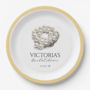 Elegant Pearls and Prosecco Bridal Shower  Paper Plate