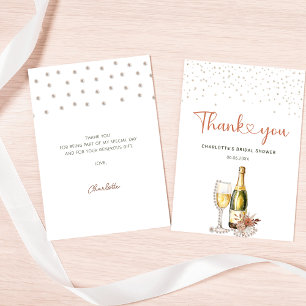 Elegant Pearls and Prosecco Bridal Shower Thank You Card