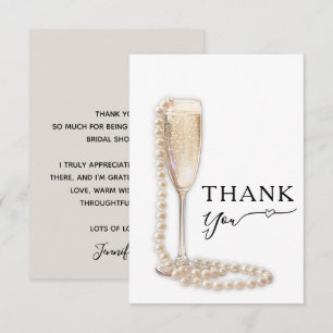 Elegant Pearls and Prosecco Bridal Shower Thank You Card