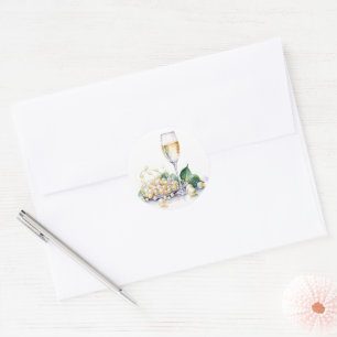 Elegant Pearls and Prosecco Classic Round Sticker