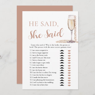 Elegant Pearls and Prosecco He Said, She Said Game Invitation