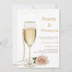 Elegant Pearls and Prosecco party Bridal Shower  Invitation