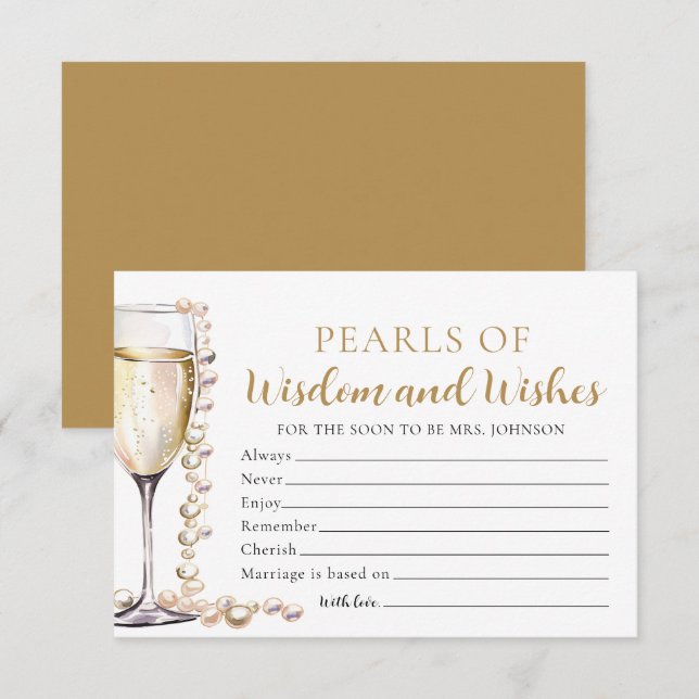 Elegant Pearls and Prosecco Pearls of Wisdom Card (Front/Back)
