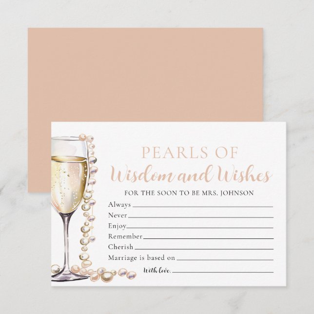 Elegant Pearls and Prosecco Pearls of Wisdom Card (Front/Back)