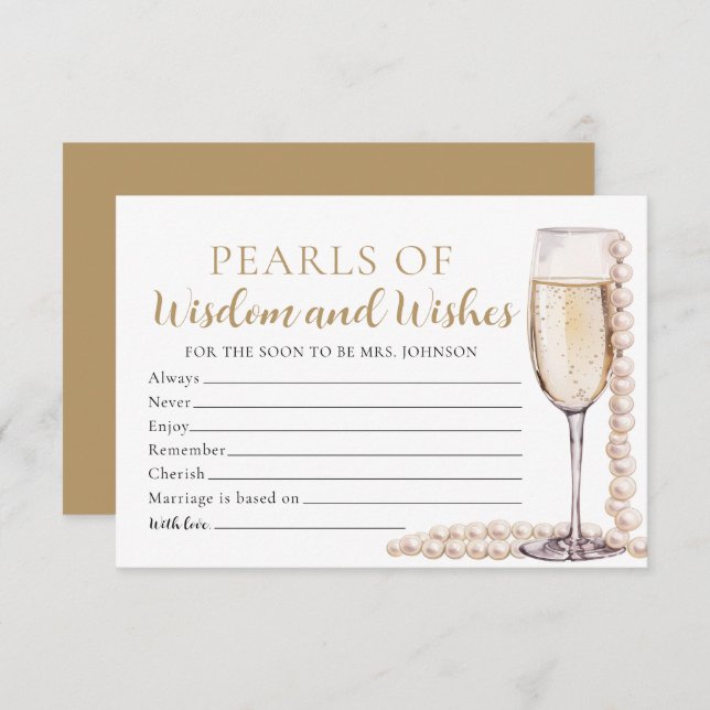 Elegant Pearls and Prosecco Pearls of Wisdom Card (Front/Back)