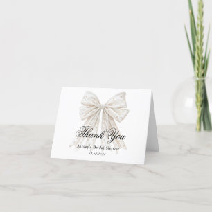 Elegant Pearls Bow Bridal Shower Thank You Card