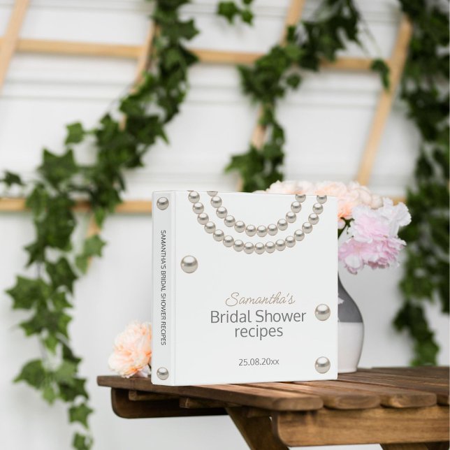 Elegant Pearls Bridal Shower Recipe Book Binder (Creator Uploaded)