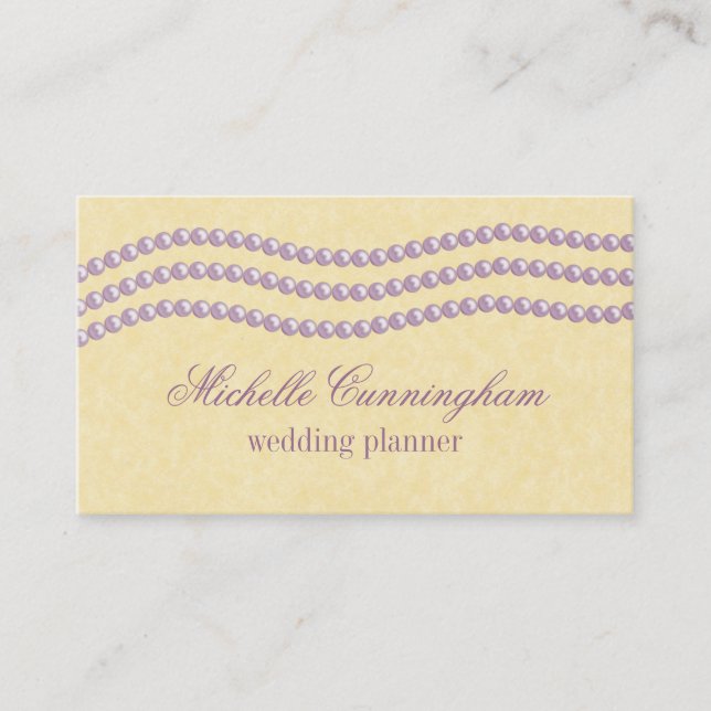 Elegant Pearls Business Card, Lavender Business Card (Front)