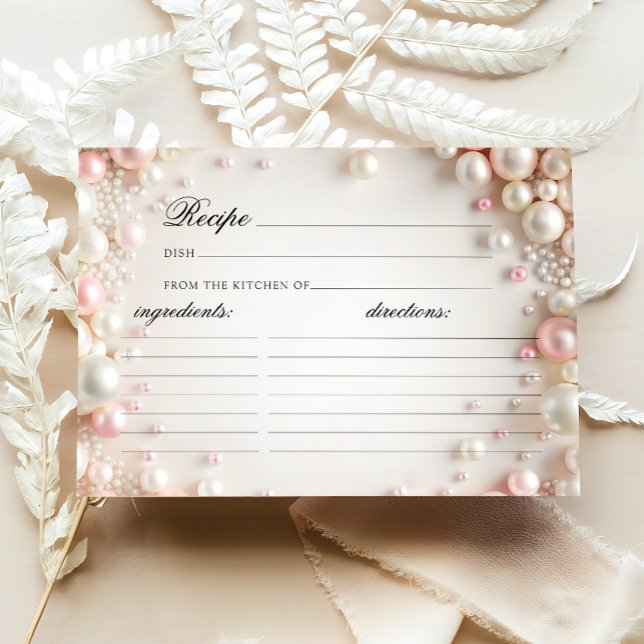 Elégant Pearls Fête des mariées Recette Carte (Créateur téléchargé)