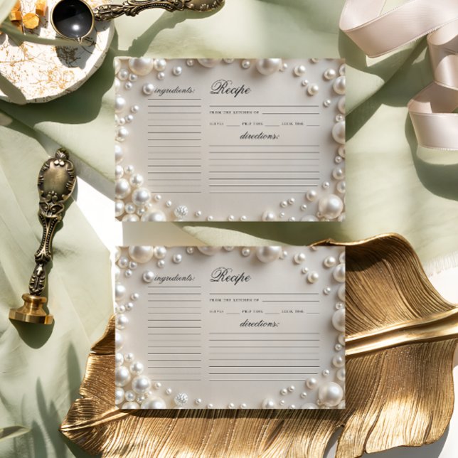 Elégant Pearls Fête des mariées Recette Carte (Créateur téléchargé)