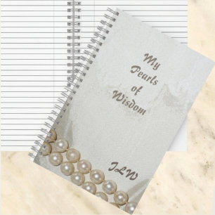 Elegant Pearls of Wisdom Stylish Customizable Notebook