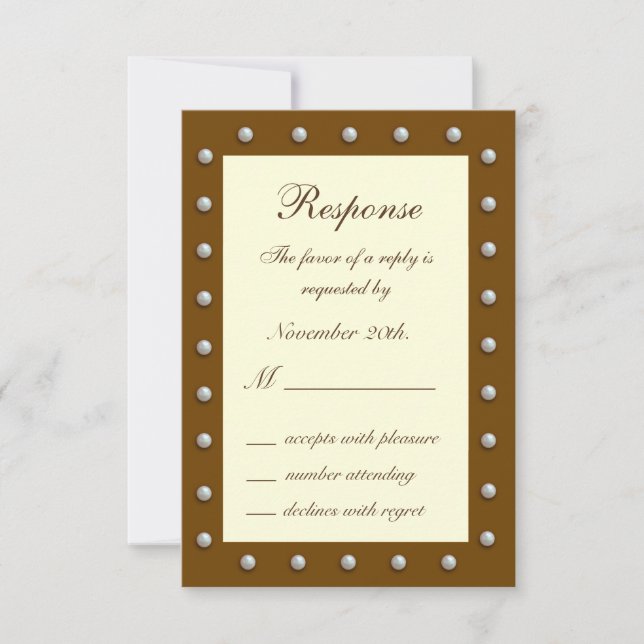 Elegant Pearls on Cream RSVP (Front)